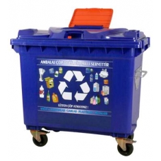 UX 660 Lt Plastik ve Kağıt Atık Kapaklı Çöp Konteyneri